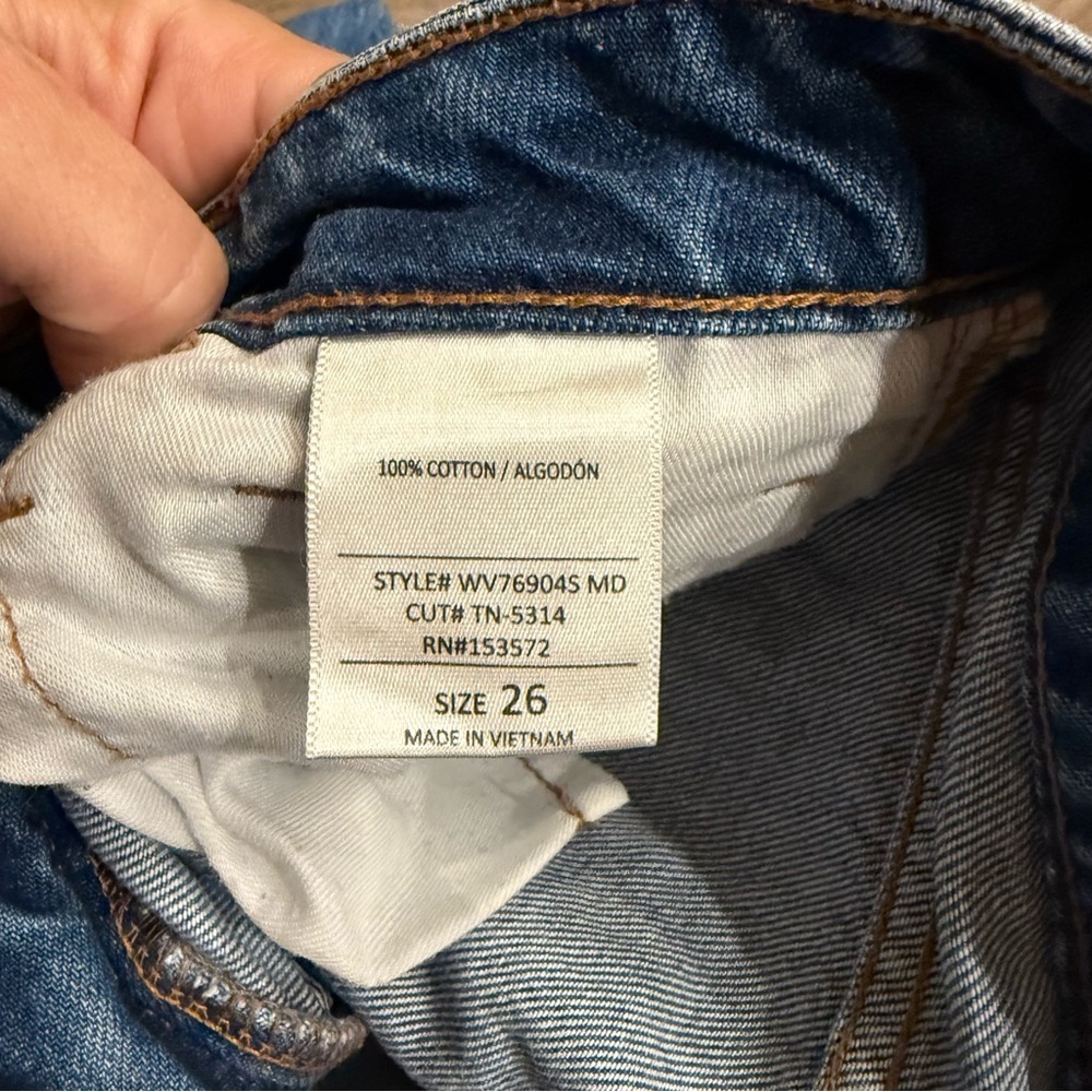 BOHME Medium Wash High Waisted Distressed Straight Leg Denim Jeans Size 25 - Picture 7 of 9